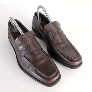 Cole Haan Men's 8 Brown Leather Classic Penny Loafers Square Apron Toe Beefroll